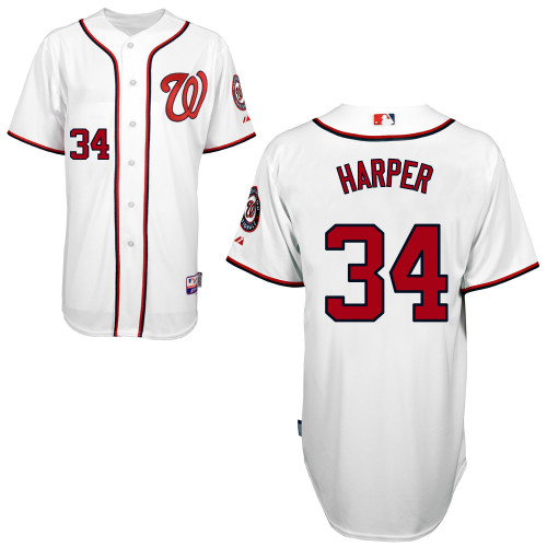 Bryce Harper #34 MLB Jersey-Washington Nationals Men's Authentic Home White Cool Base Baseball Jersey